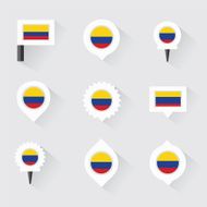 colombia flag and pins for infographic map design N2