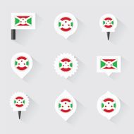 burundi flag and pins for infographic map design N2