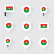 burkina faso flag and pins for infographic map design N2