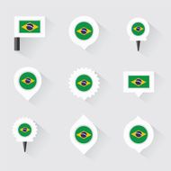 brazil flag and pins for infographic map design N2