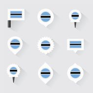 botswana flag and pins for infographic map design N2