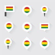 bolivia flag and pins for infographic map design N2