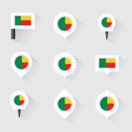 benin flag and pins for infographic map design N2