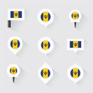 barbados flag and pins for infographic map design N2