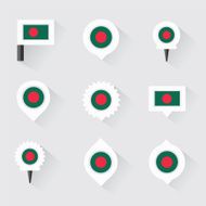 bangladesh flag and pins for infographic map design N2