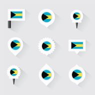 bahamas flag and pins for infographic map design N2