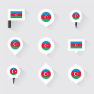azerbaijan flag and pins for infographic map design N2