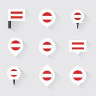 austria flag and pins for infographic map design N2