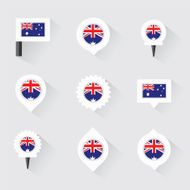 australia flag and pins for infographic map design N2