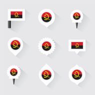 Angola flag and pins for infographic map design N2