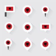 albania flag and pins for infographic map design N2