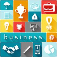 Business and finance concept from flat icons in shape