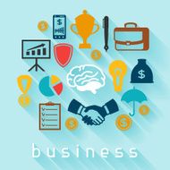 Business and finance concept from flat icons in shape N2