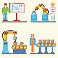 Flat illustrations info graphic factory production process of manufacture
