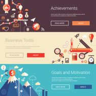 Set of modern flat design business banners headers with icons N2