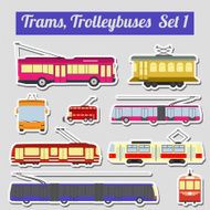 Set of elements trams and trolleybuses