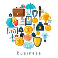 Business and finance concept from flat icons in shape N3