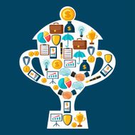 Business and finance concept from icons in shape of cup