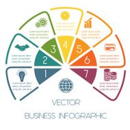 Infographic Semicircle lines seven positions