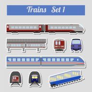 Train icon set Subway monorail funicular transport