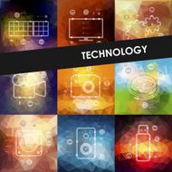 technology timeline infographics with blurred background N3