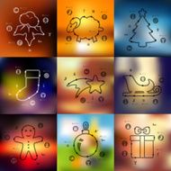 Christmas timeline infographics with blurred background N5