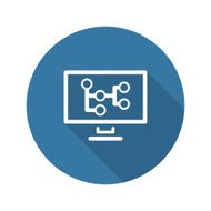 Mind Map Icon Business Concept Flat Design Long Shadow