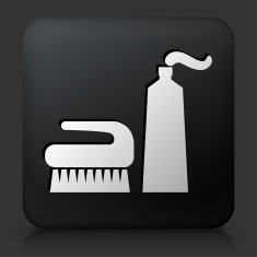 Black Square Button with Brush & Cream Icon