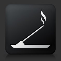 Black Square Button with Incense Icon