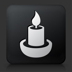 Black Square Button with Candle Icon