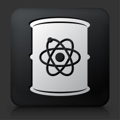 Black Square Button with Atomic Barrel Icon