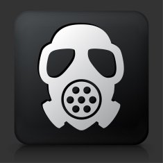 Black Square Button with Gas Mask Icon