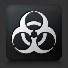 Black Square Button with Biohazard Icon