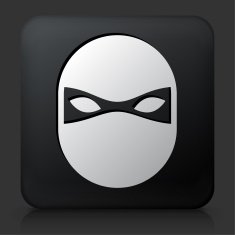 Black Square Button with Ninja Mask