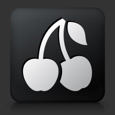 Black Square Button with Cherry Icon