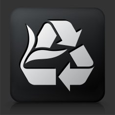 Black Square Button with Recycling Sign