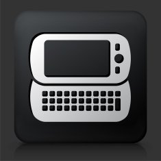 Black Square Button with Smart Phone Icon