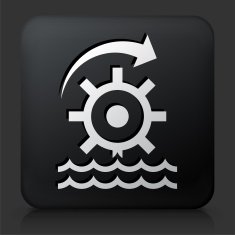 Black Square Button with Water Wheel