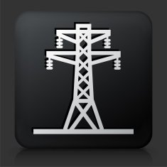 Black Square Button with Electric Tower