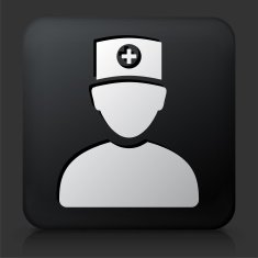 Black Square Button with Doctor Icon