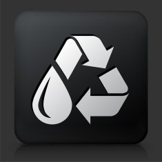 Black Square Button with Recycle Water