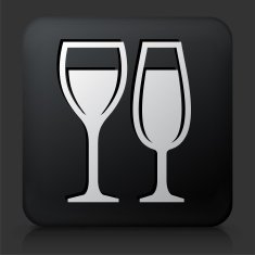 Black Square Button with Glasses