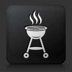 Black Square Button with Grill Icon N3