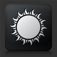 Black Square Button with Sun Symbol