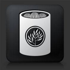Black Square Button with Tea Icon N2