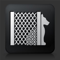 Black Square Button with Pet Behind Cage