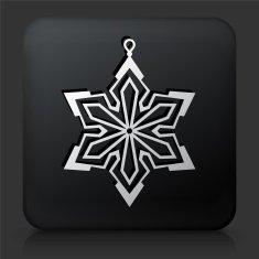 Black Square Button with Christmas Decoration Icon N13