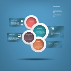 Round white infographic elements with various icons suitable for infographics N3