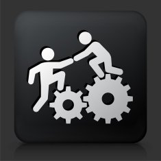 Black Square Button with Climbing Gear Icon N2