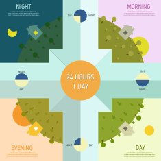 Elements of infographics with the time day